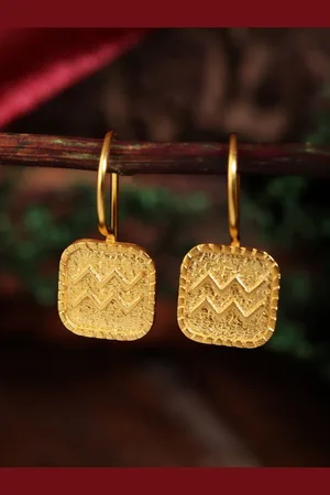 Berserk Aquarius Gold-Plated Square Shaped Drop Earrings