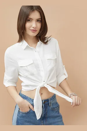 Lifestyle Women Spread Collar Solid Casual Shirt