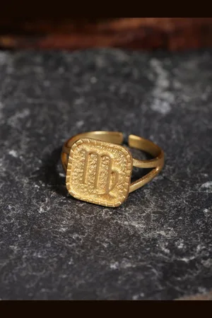 Berserk Gold-Plated Virgo Signet Adjustable Finger Ring