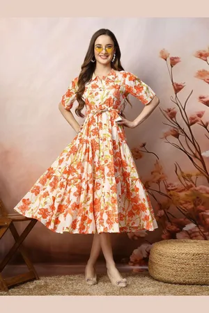 Kalini Women Floral Printed Midi Fit & Flare Dress