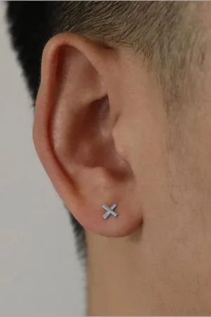 GoldNera Mens 925 Sterling Silver Quirky Shaped Minimal Studs
