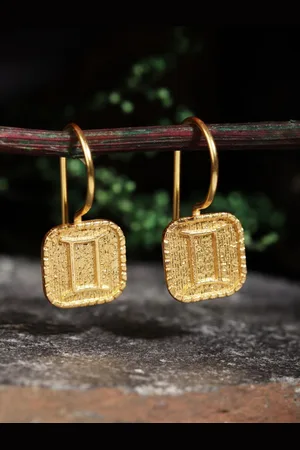 Berserk Gemini Gold-Plated Square Shaped Drop Earrings
