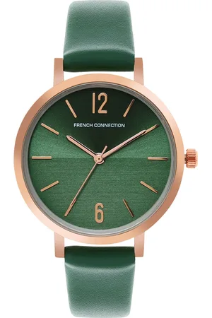 French Connection Women Green Dial & Green Leather Straps Analogue Watch FC007F