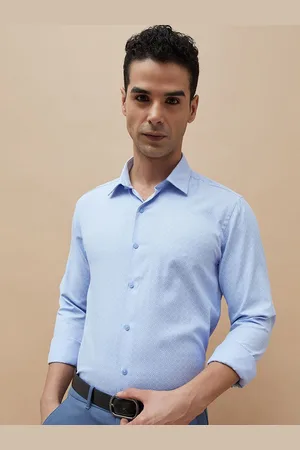 Lifestyle Men Slim Fit Spread Collar Geometric Printed Cotton Casual Shirt