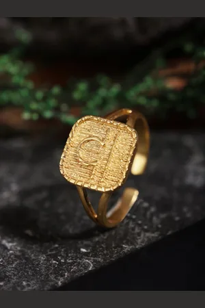 Berserk Gold-Plated Libra Signet Adjustable Finger Ring