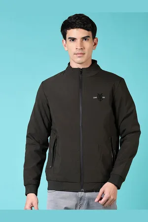 V-Mart Men Mock Collar Solid Cotton Casual Bomber Jacket