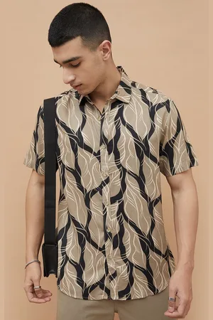 Lifestyle Men Spread Collar Floral Printed Casual Shirt