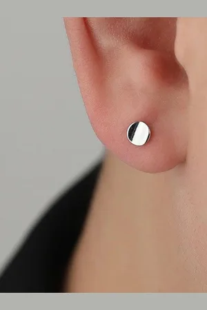 GoldNera Men 925 Sterling Silver Circular Shaped Minimal Studs
