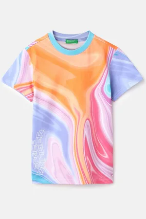 Benetton Boys Abstract Printed Round Neck Pure Cotton T-shirt