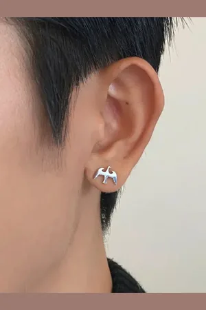 GoldNera Mens 925 Sterling Silver Quirky Shaped Minimal Studs