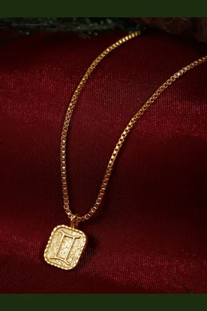 Berserk Gold-Plated Gemini Square Pendant With Chain