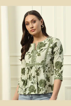 FIORRA Women Floral Print Cotton Lace Top