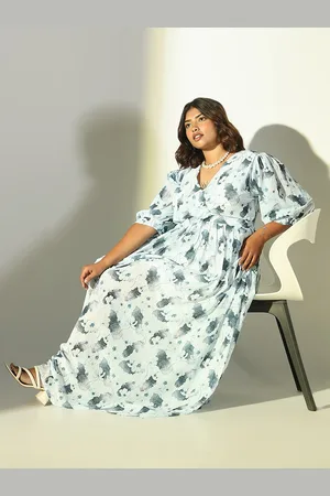SHOWOFF Women Floral Printed Georgette Fit & Flare Maxi Dress