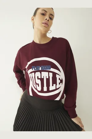 DressBerry Streetwear Edge Typo Print Drop-Shoulder Crop Sweatshirt