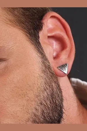 GoldNera Mens 925 Sterling Silver Triangular Shaped Minimal Studs