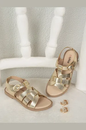 toothless Girls Embellished Open Toe Flats with Buckles