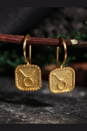 Berserk Gold-Plated Square Taurus Drop Earrings