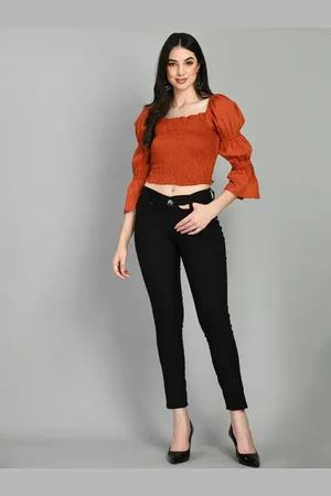 DressBerry Women Puff Sleeve Crop Top