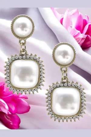 FÁBULA Pearl Beaded Contemporary Drop Earrings