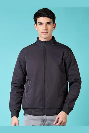 V-Mart Men Mock Collar Solid Cotton Casual Bomber Jacket