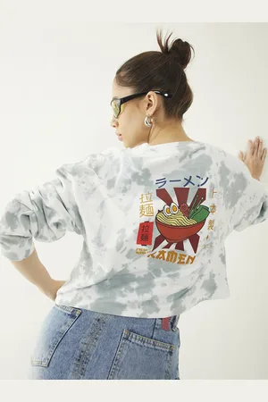 DressBerry Sassy Vibe Dyed & Printed Cotton Terry Boxy Sweatshirt