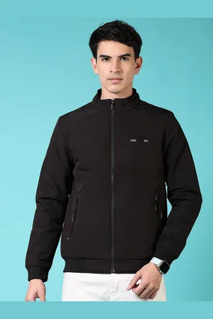 V-Mart Men Mock Collar Solid Cotton Casual Bomber Jacket