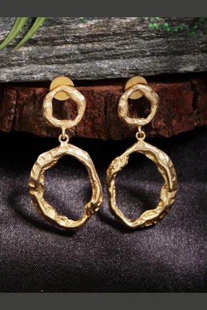 Berserk Gold-Plated Hammered Contemporary Drop Earrings