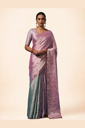 Dressfolk Tissue Half and Half Chanderi Saree with Blouse Piece