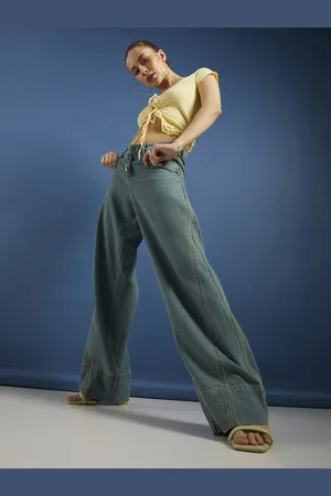 DressBerry Women Urban Edge Baggy Fit Twisted Side Seam Faded Jeans