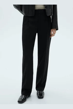 MANGO Women Straight Fit Pleated Trousers