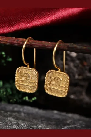 Berserk Gold-Plated Square Libra Drop Earrings