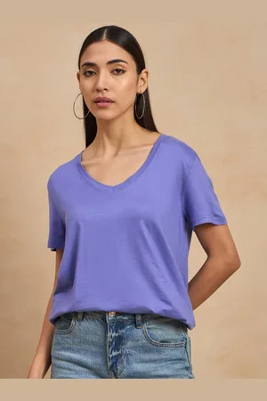 Color Capital Women V-Neck Extended Sleeves Pockets T-shirt