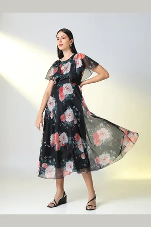 SHOWOFF Women Floral Printed Fit and Flare Midi Dress