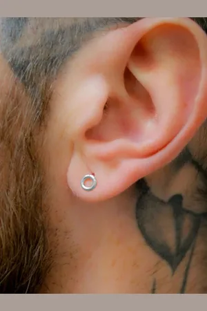 GoldNera Mens 925 Sterling Silver Circular Shaped Minimal Studs