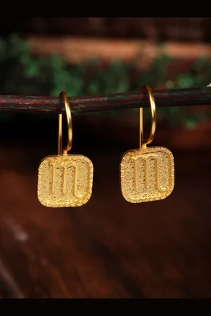 Berserk Scorpio Gold-Plated Square Shaped Drop Earrings
