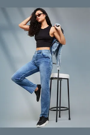 DOLCE CRUDO Women Regular Fit High-Rise Slash Knee Light Fade Stretchable Jeans
