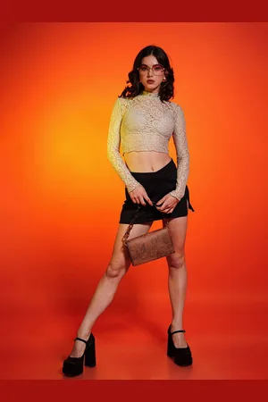 DressBerry Women Net Crop Top