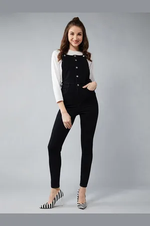 DOLCE CRUDO Women Cotton Dungarees With T-Shirt