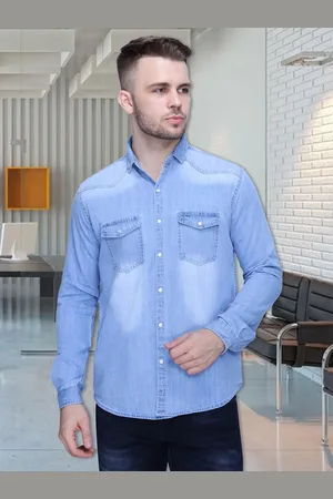 Kuons Avenue Men Blue Smart Slim Fit Faded Casual Shirt