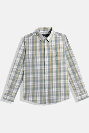 Nautica Boys Tartan Checked Opaque Pure Cotton Casual Shirt