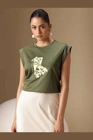 Chemistry Floral Printed Cap Sleeves T-shirt