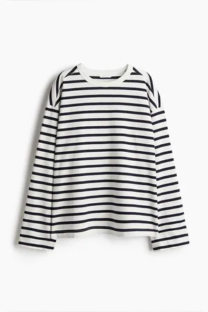 H&M Women Striped Pure Cotton Jersey Top