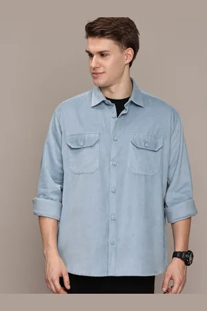 French Connection Men Premium Spread Collar Textured Cotton Relaxed Fit Casual Shirt