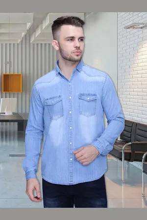 Kuons Avenue Smart Slim Fit Faded Denim Casual Shirt