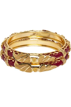 Mali Fionna Set of 2 Gold-Toned & Red Bangles