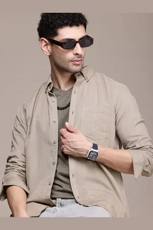 French Connection Men Premium Slim Fit Striped Pure Cotton Casual Shirt
