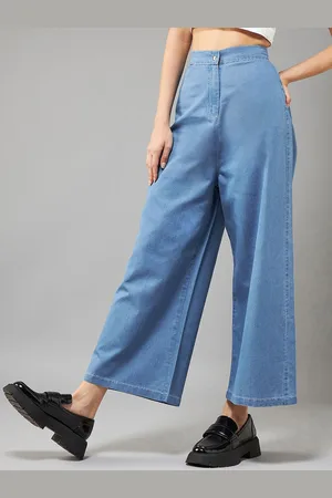 DOLCE CRUDO Women Wide Leg High-Rise Light Fade Jeans