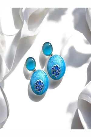 AccessHer Silver-Plated Artificial Stones Studded Circular Shaped Drop Earrings