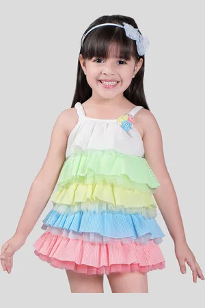 CAVIO Colourblocked Layered A-Line Dress