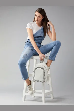 DOLCE CRUDO Women Straight Leg Fit Dungarees With T-Shirt